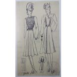 The House of Worth fashion designs, c1930's, Forty three hand drawn fashion designs / plates,
