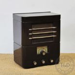 A General Electric Company Art Deco bakelite radio, withh chrome detailing,