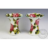 A pair of 19th century Wemyss cabbage rose pattern vases, of flared form,
