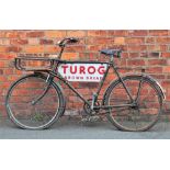 A Vindec vintage grocers delivery bicycle, with perspex advertising plate for 'Turgo Brown Bread',