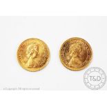 Two Queen Elizabeth II gold sovereigns,