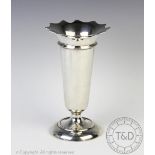 A George V silver vase, Deakin & Francis, Birmingham 1923, of tapered form with flared cusped rim,
