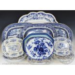 A selection of 19th century and later blue and white ceramics,