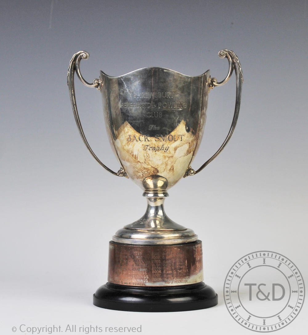 'The Jack Smout Trophy', a George V two handled silver cup, Birmingham 1924,