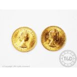 Two Queen Elizabeth II gold sovereigns,