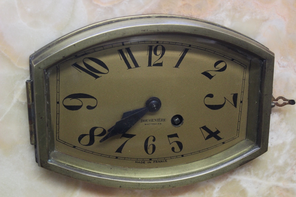 An Art Deco marble and spelter mantle clock, surmounted with a maiden and a goat, - Image 8 of 14