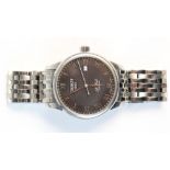 A gentlemans stainless steel Tissot wrist watch, 'La Locle', Roman numeral dial with date aperture,