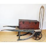 A vintage railway station ash and iron luggage truck / cart, possibly North Eastern Railway,