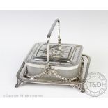 An Edwardian silver plated sardine dish retailed by 'F.