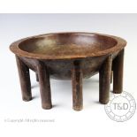 An Oceanic Polynesian Samoan Kava bowl, of circular form, on ten legs,