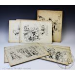 Herbert Samuel "Bert" Thomas (1883-1966), Nine pen and ink cartoons on card,