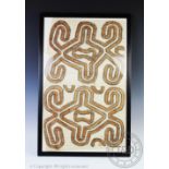 A tribal art Polynesian Tapa cloth, framed and glazed,