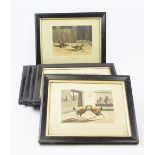 After N Fielding - 19th century, Set of six hand coloured engravings, Cock Fighting scenes,
