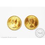 Two Queen Elizabeth II gold sovereigns dated 1957 and 1968 (2) 1968 - 8.01gms 1957 - 7.