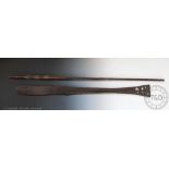 A 19th century Oceanic Solomon Islands barbed spear, 143cm,