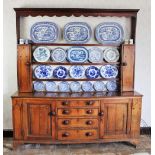 A George III Welsh inlaid oak high back dresser, possibly Montgommery,