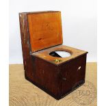 A Victorian stained pine 'A Moules patent earth system' commode or lavatory, with brass handle,