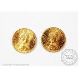 Two Queen Elizabeth II gold sovereigns,