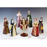 A set of seven Regency Fine Arts composition figures of King Henry VIII and his six wives,