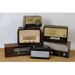 Six vintage radios,