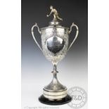 'The Victory Cup', a large and impressive Victorian two handled silver trophy and cover,