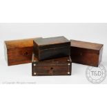 Four 19th century boxes, including a inlaid mother of pearl rosewood example, 8.
