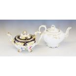 A Coalport florally enamelled blue and gilt teapot, feint pattern number to base '2495',