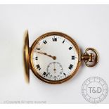 A 9ct yellow gold, half hunter pocket watch, Birmingham 1927,