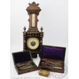 Two 19th century rosewood cased part instrument sets, longest 24cm,