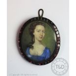English School - 18th century, Watercolour portrait miniature - possibly on ivory,