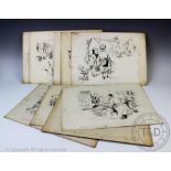 Herbert Samuel "Bert" Thomas (1883-1966), Nine pen and ink cartoons on card,