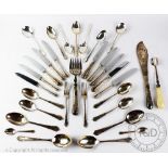 A silver plated harlequin part suite of cutlery, ninety four pieces,