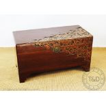 A Chinese carved camphor wood chest, 51.5cm H x 93.