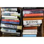 A collection of art and artist books, to include Matisse, Da Vinci, Picasso, Rembrandt,