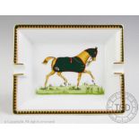 An Hermes ash tray, decorated with a race horse,