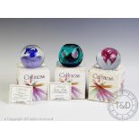 Three Caithness glass paperweights comprising: Becalmed, edition no.