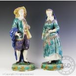 A pair of Majolica figures, early 20th century,