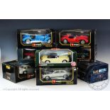 Eight boxed diecast models of cars to the scale of 1:18, comprising; Revell Mercedes 500 SL32 coupe,