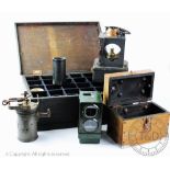 An assortment of vintage items, to include a box of phonograph cylinders (dome damaged),