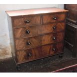 A 19th century mahogany chest, with two short and three graduated long drawers, on turned legs,