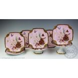 A late Victorian Aesthetic dessert service comprising; two comports and six dessert plates,