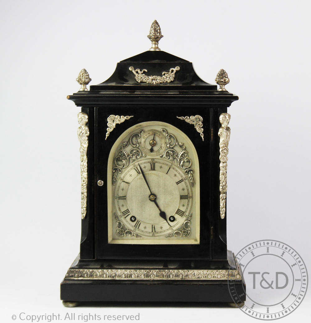 An early 20th century Winterhalder & Hofmeier German ebonised eight-day bracket clock, - Image 2 of 3