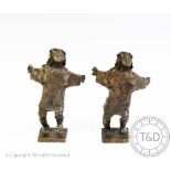 Two limited edition bronze figures of children, modelled standing with outstretched arms,