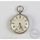 A Victorian silver open face pocket watch, B.Wainwright Ormskirk movement, No.