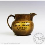A James Watson & Co Ltd advertising ale jug, titled 'Watson's Blue Band Scotch, Dundee', 12.