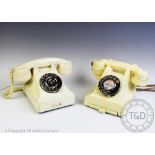 A pyramid style vintage GPO telephone, model 332L with bakelite case in cream, chrome dial,