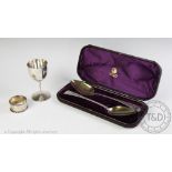 A pair of George III Old English pattern silver serving spoons, Samuel Godbehere,