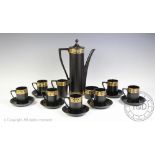 A Portmeirion Pottery Greek Key pattern coffee service, comprising: a coffee pot and cover,