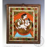 Indian School, Three reverse paintings on glass,