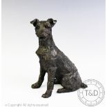 Rosemary Cook (b1952), model of a seated dog, bronze resin,